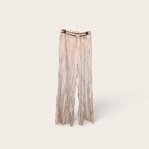 New Directions Size Medium Beige and Black Striped Wide-Leg Pants